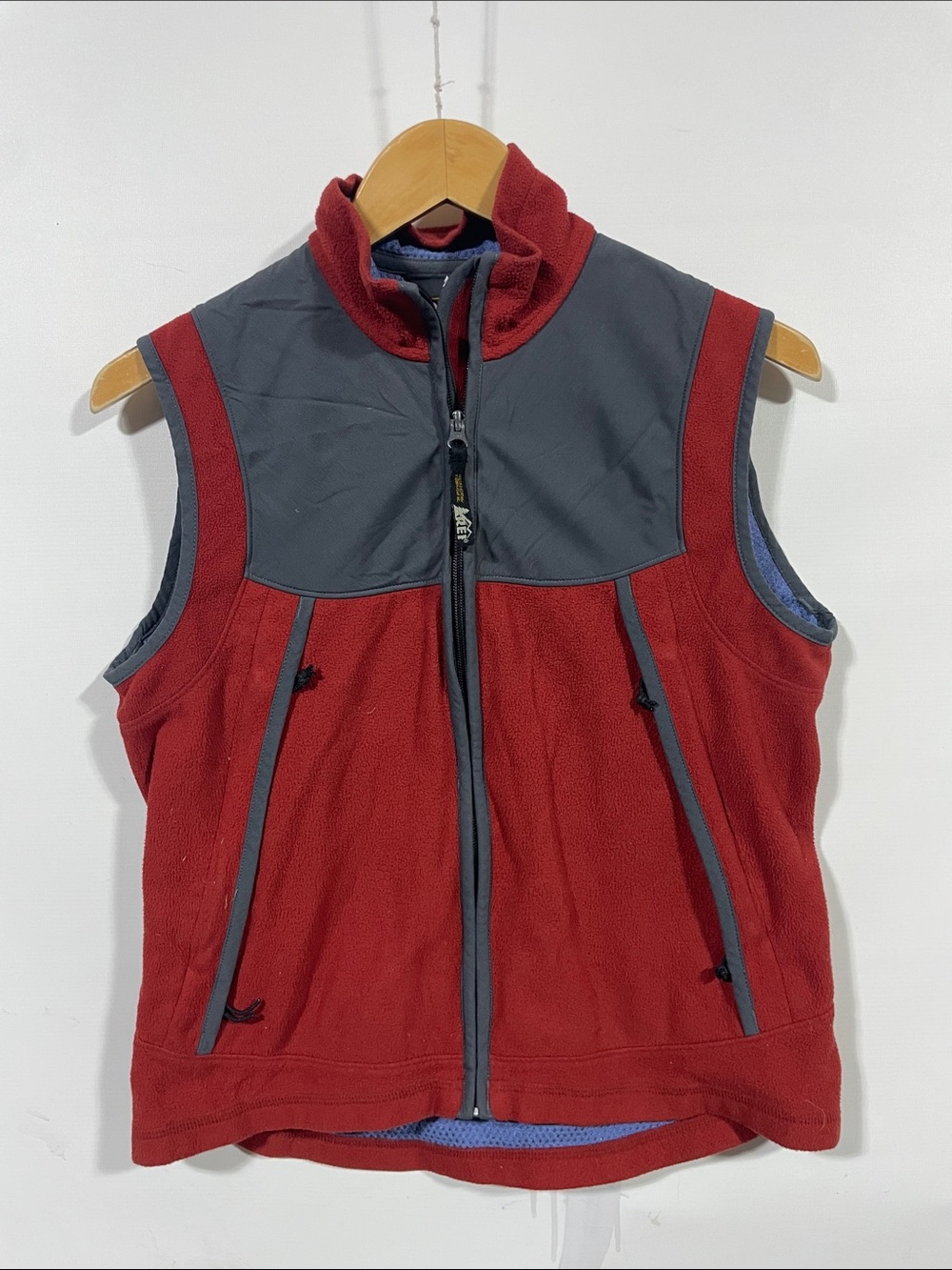 REI Red and Gray Fleece Vest - Women's Zip Front Layer